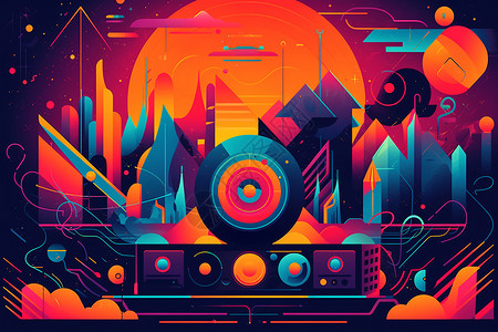 Vibrant abstract AI illustration with bold shapes